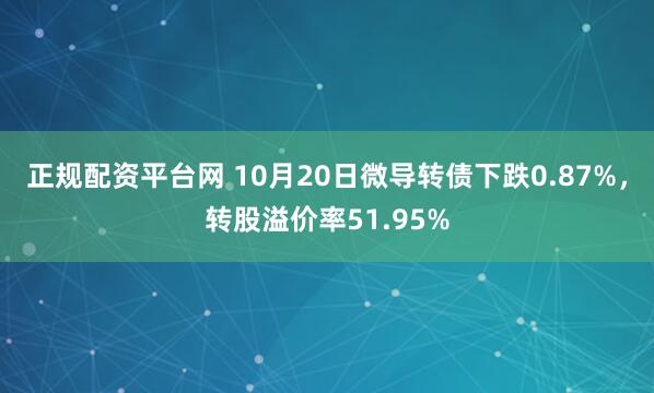 正规配资平台网 10月20日微导转债下跌0.87%，转股溢价率51.95%